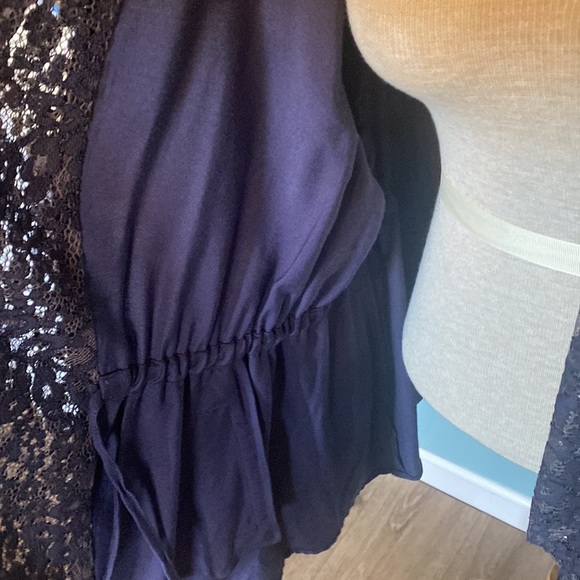 LOGO Lori Goldstein Jacket Size 30W Purple Lace Coat Rayon Lightweight Cardigan - Picture 4 of 7